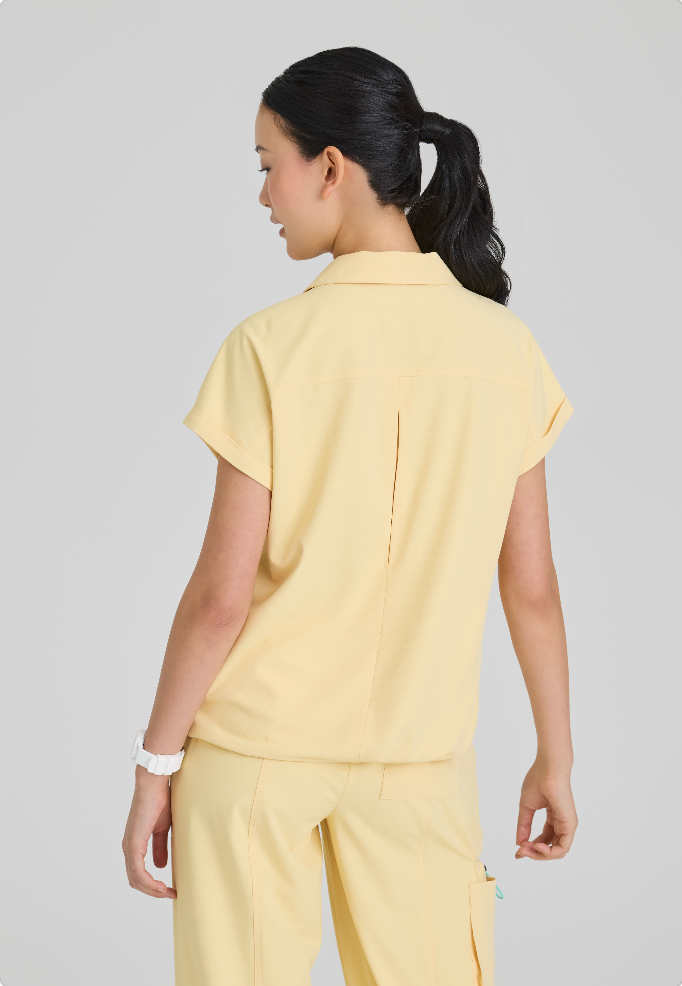 Charlie 3-Pocket Shirt Collar Dolman Sleeve Top