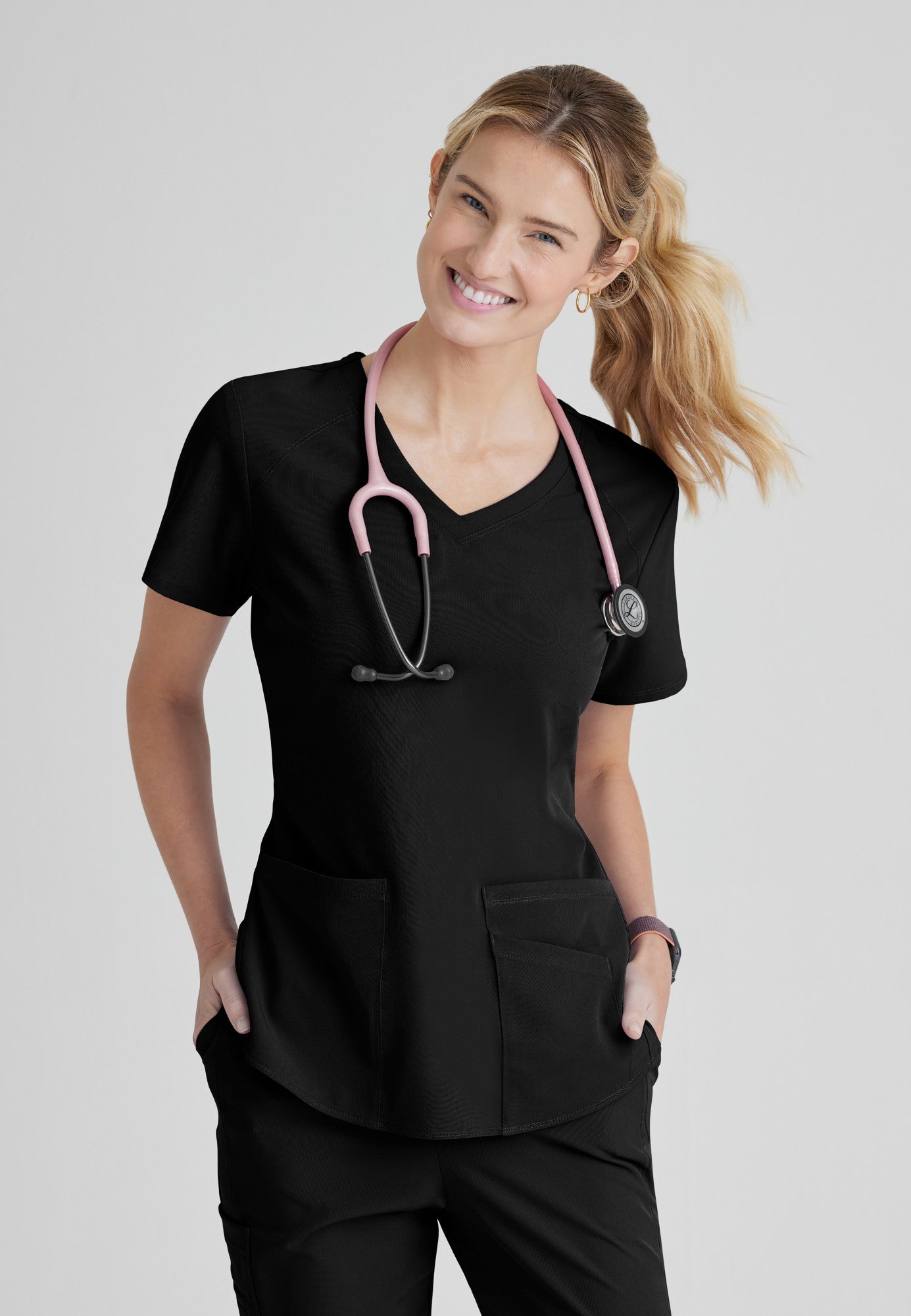 Breeze 3-Pocket Curved V-Neck Scrub Top