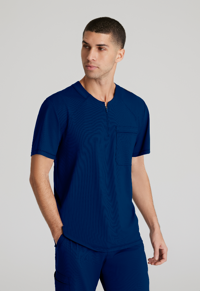 Flex Single Pocket Curved Neck Scrub Top