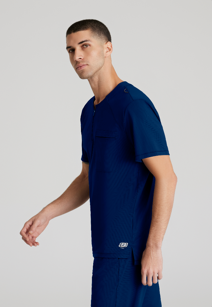 Flex Single Pocket Curved Neck Scrub Top