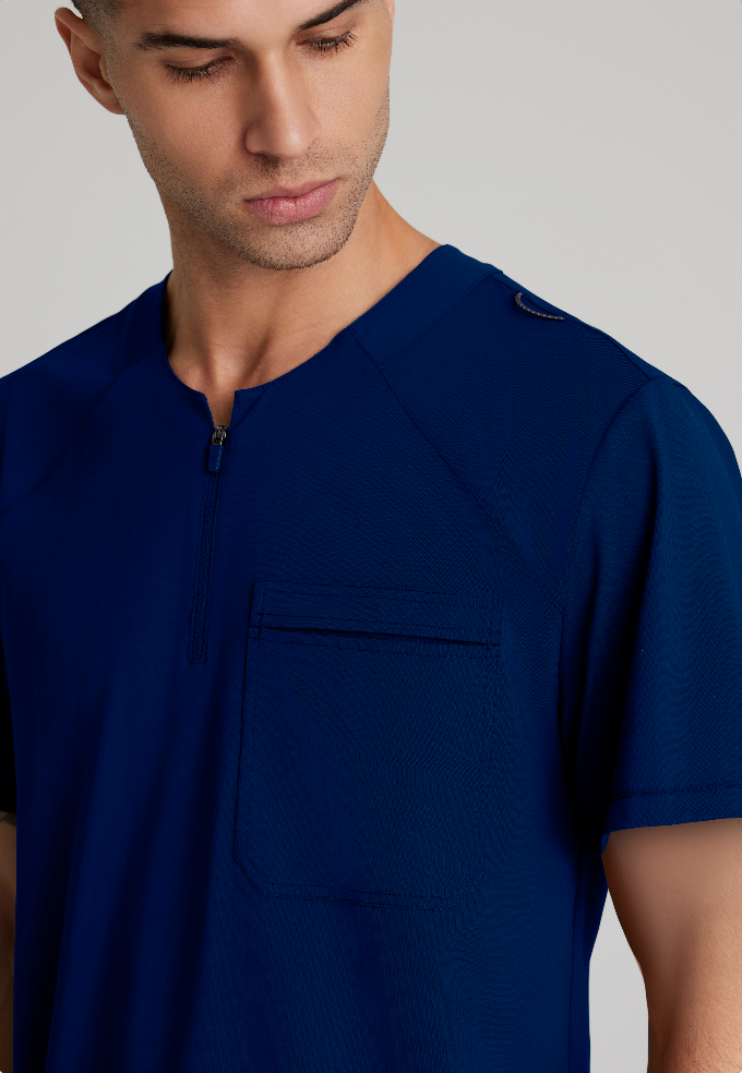 Flex Single Pocket Curved Neck Scrub Top