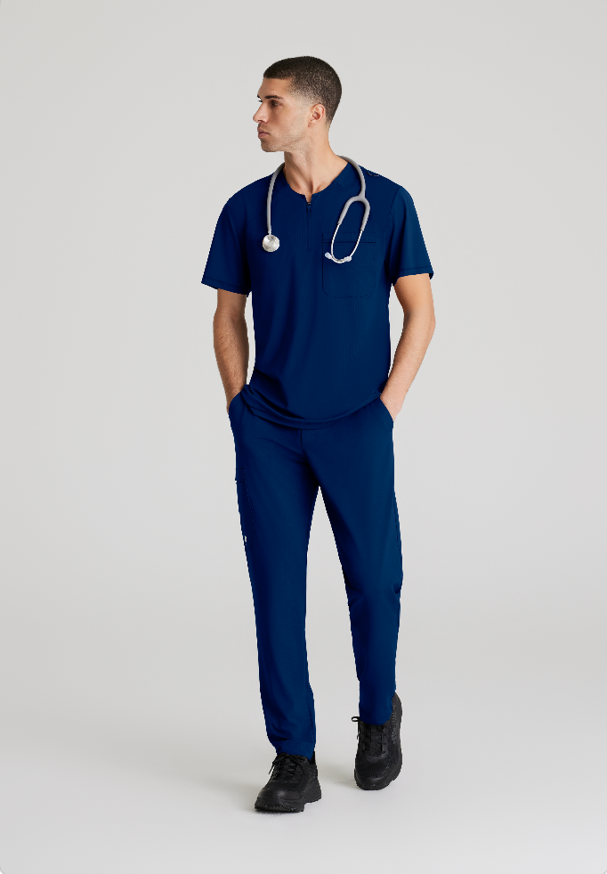 Flex Single Pocket Curved Neck Scrub Top