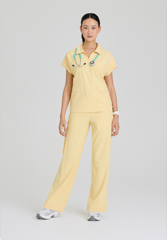 Charlie 3-Pocket Shirt Collar Dolman Sleeve Top