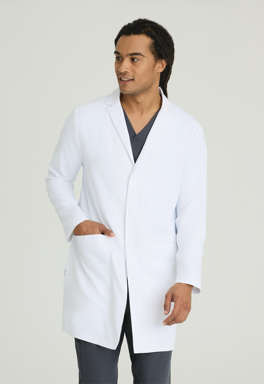 Emerge Men's 3 Pocket 36" 4-Button Lab Coat